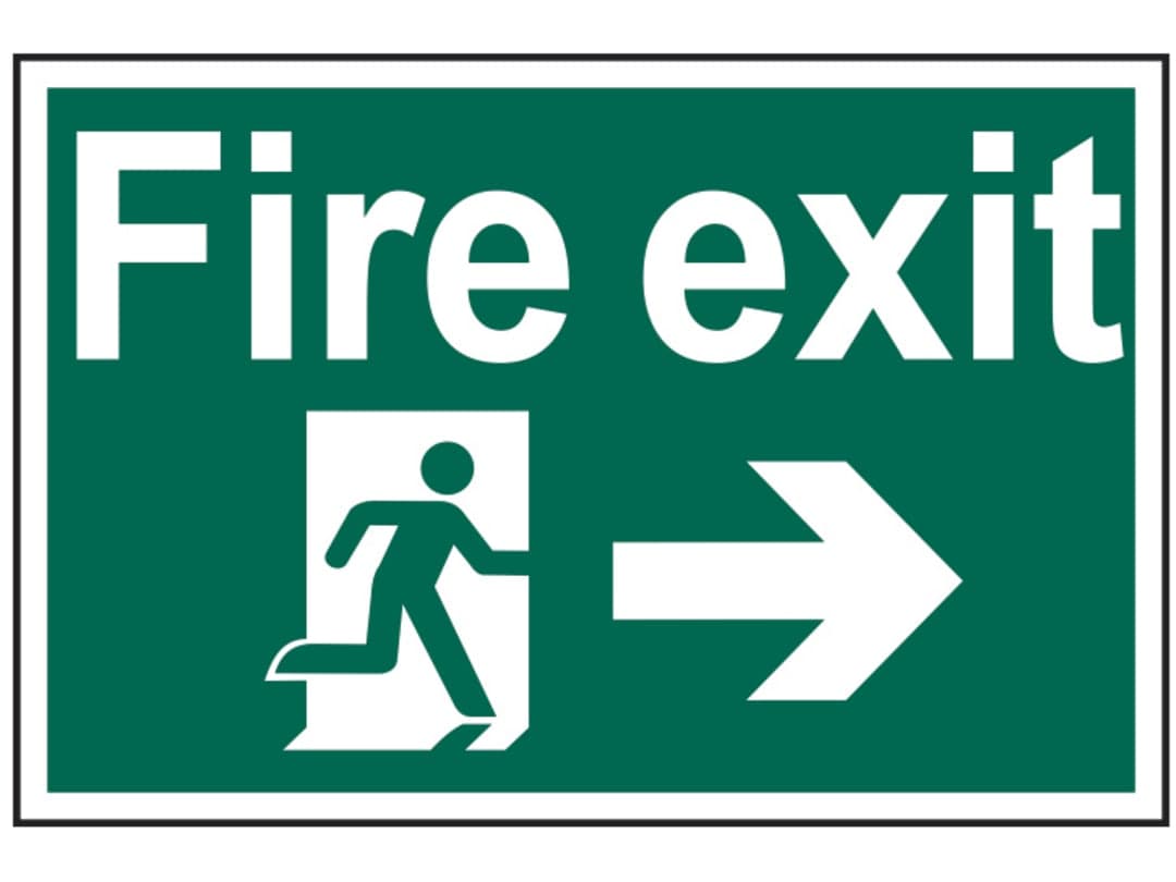 Scan Fire Exit Running Man Arrow Right - PVC Sign 300 x 200mm 1504