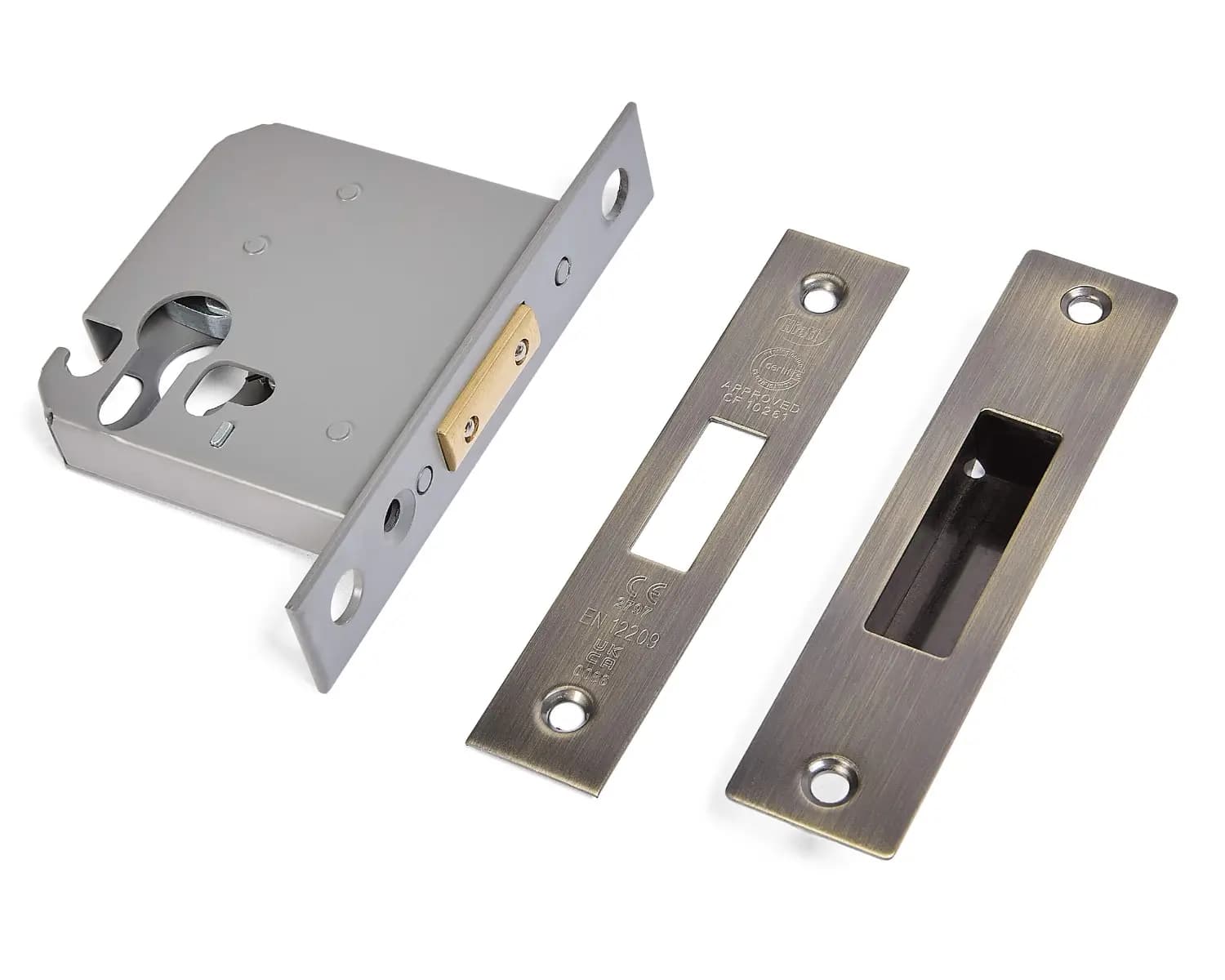 Euro Profile Deadlock - UKCA/CE Certified - Fire Tested - 76mm - Antique Brass - Security Solutions