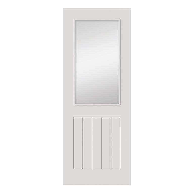 Thames White Cottage Style Half Glazed Internal Door With Grooved Bottom Panel - Primed - 35 x 1981 x 610mm