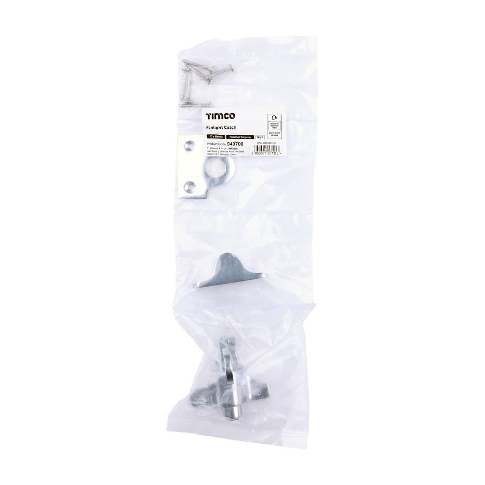 Timco Fanlight Catch - Polished Chrome Bag 1 949700