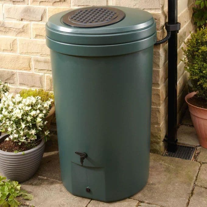 Harcostar 350 Litre Magnum Water Butt with Harcostar Diverter Recycled Plastic Green Straights Manufacturing