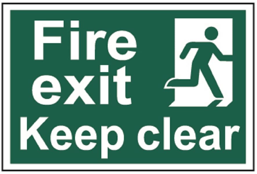 Spectrum Regular Size Fire Exit Keep Clear Sign