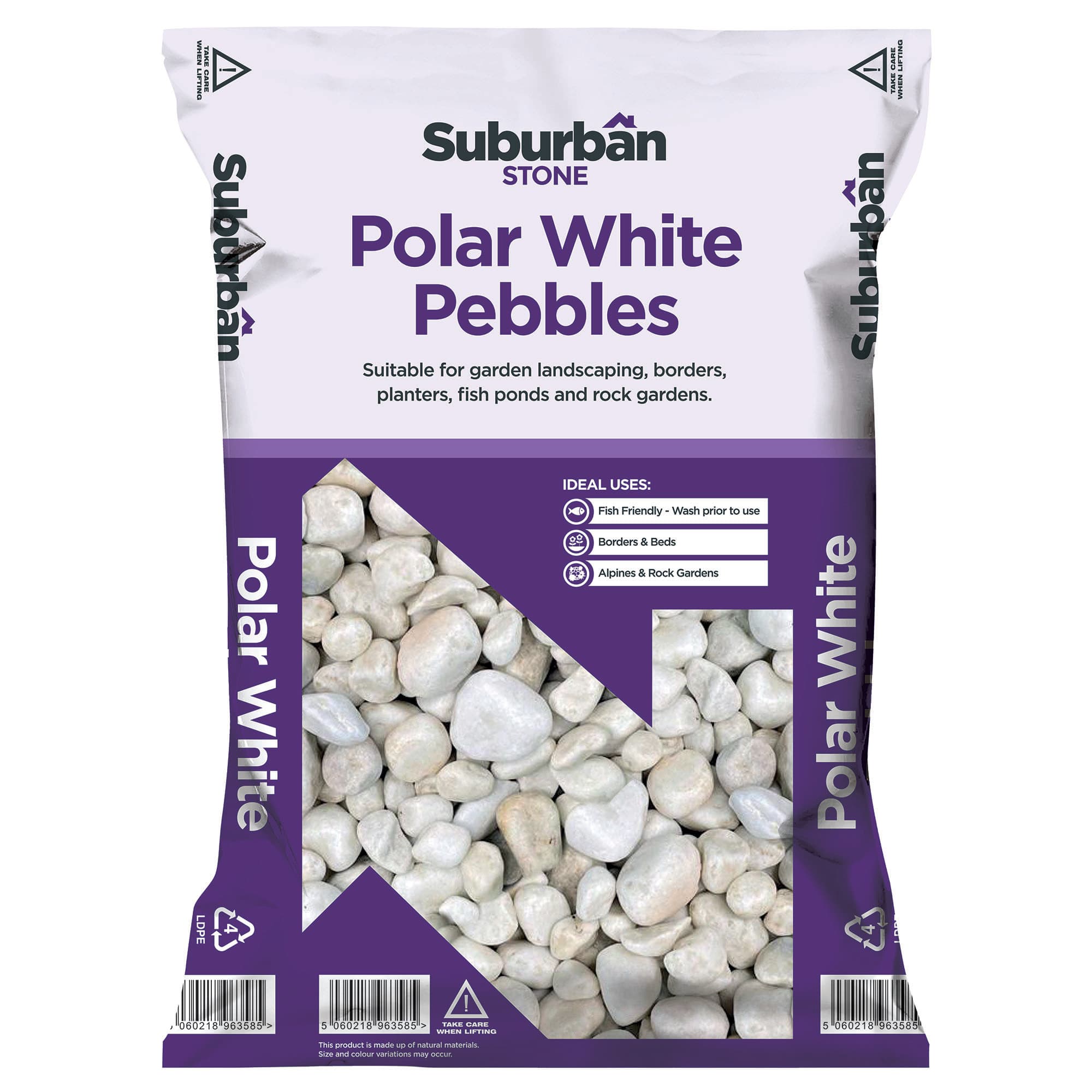 Aggregates R Us Suburban Stone 20mm Polar White Chippings Trade Pack 20kg