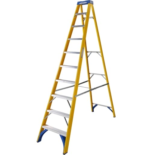 Werner 7161018 Fibreglass Swingback Stepladder Trade 10 Tread