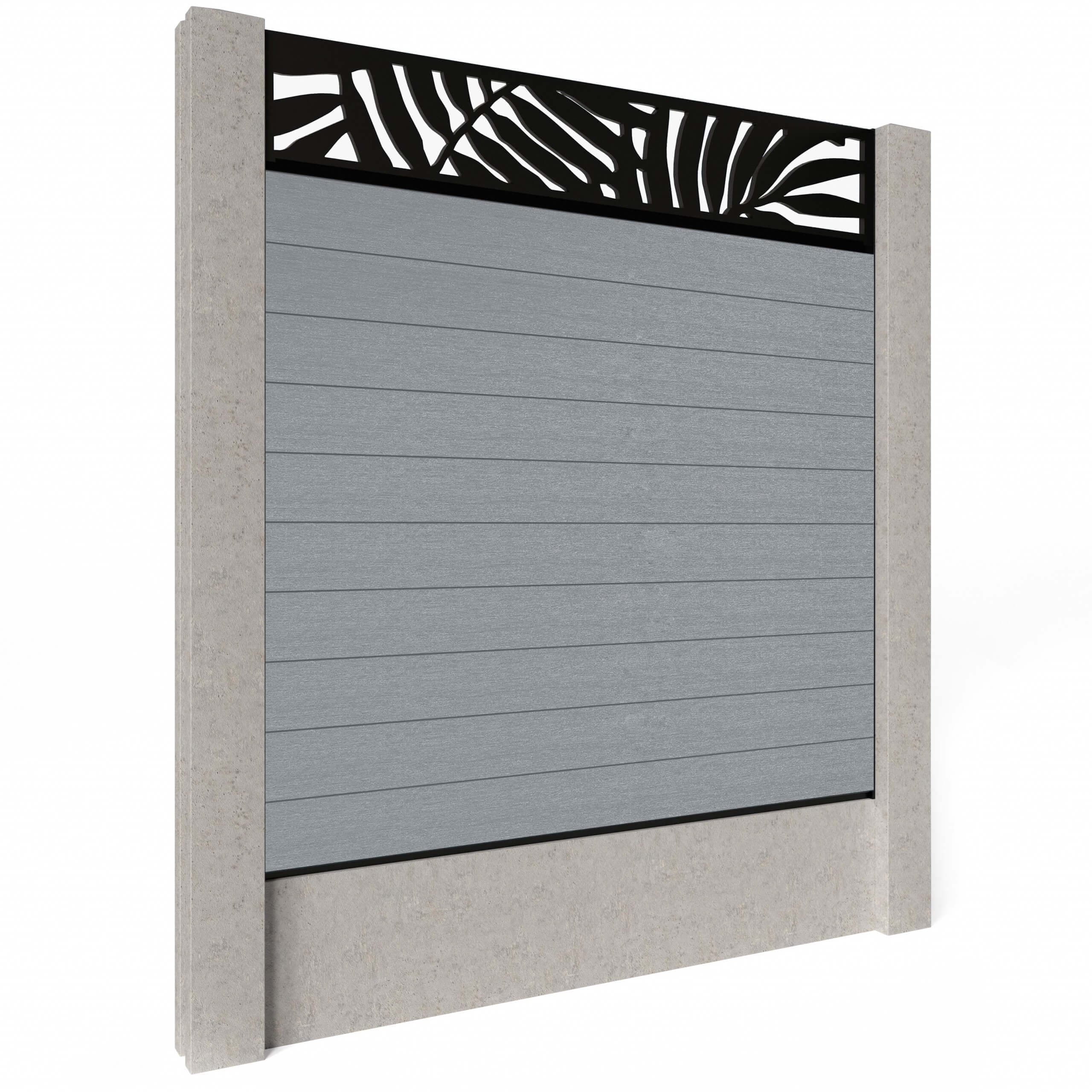Composite Fence Panels - Pearl with Aluminium Railings (for concrete posts) 0.6m