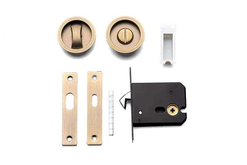 Sliding Door Lock with Privacy Turn - 54mm - Antique Brass - Hardware Solutions