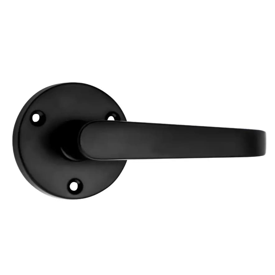 Victorian Front Fix Straight Lever On Rose Door Handle - Matte Black - Designer Levers