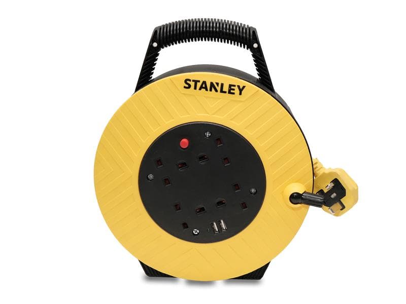 Stanley® Electrical SXECGJ2OHME Semi-Enclosed Cable Reel 240V 13A 4-Socket + 2 Usb 7.5M
