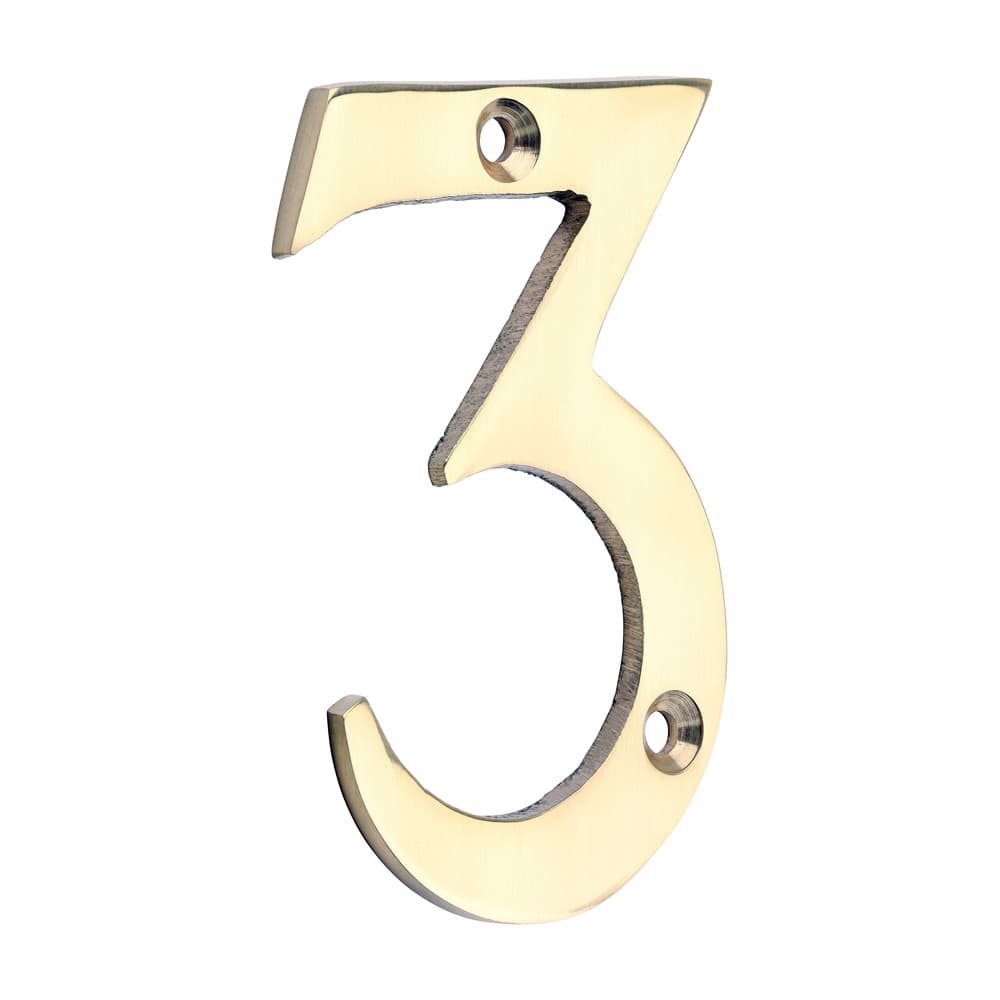 Timco Door Numeral 3 - Polished Brass TIMpac 1 200574P