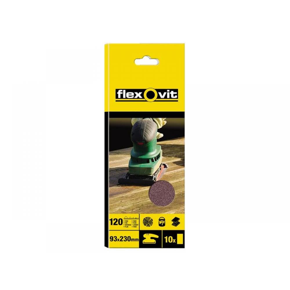Flexovit 63642526321 1/3 Sanding Sheets Plain Fine 120 Grit (Pack 10)