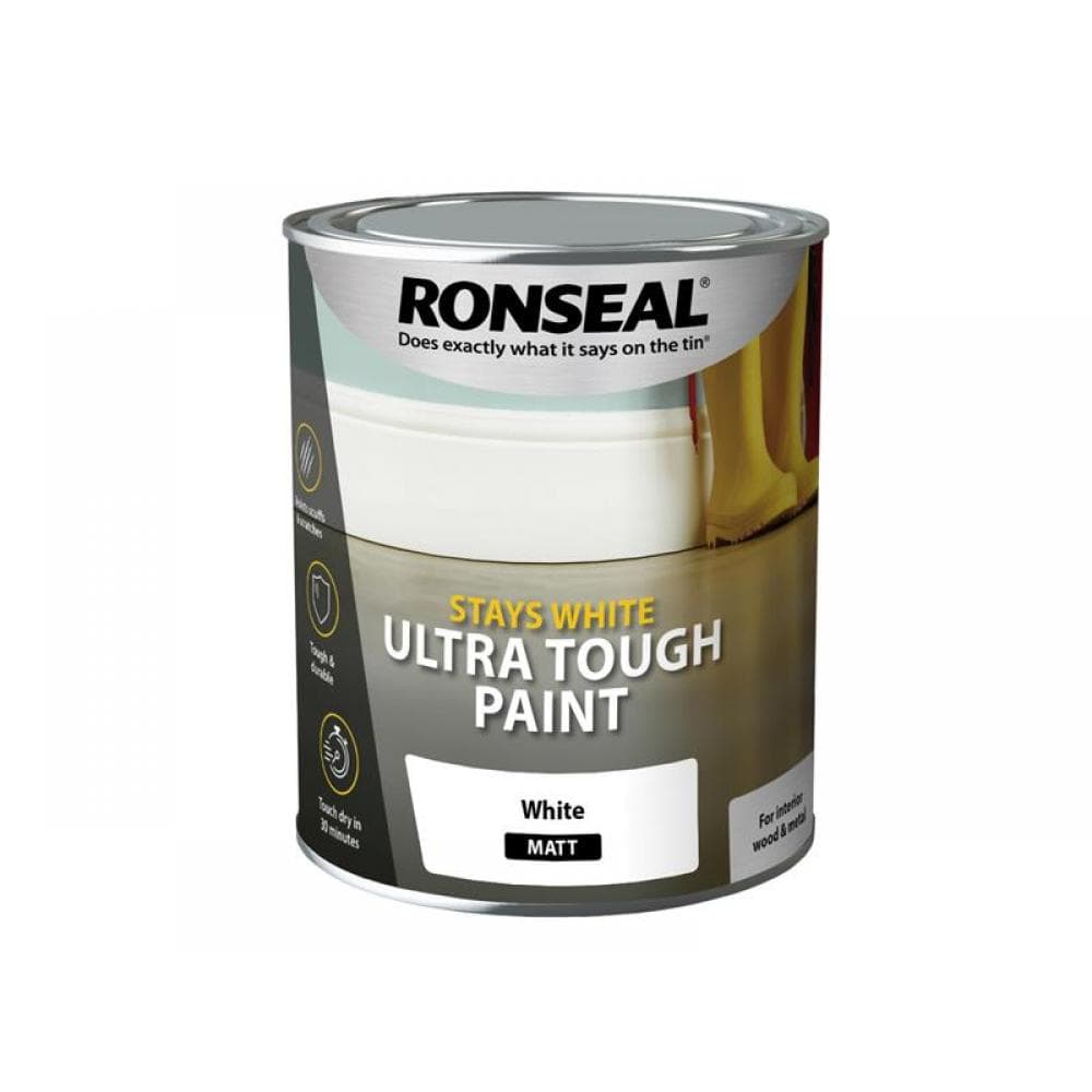 Ronseal 37526 Stays White Ultra Tough Paint Matt White 750Ml