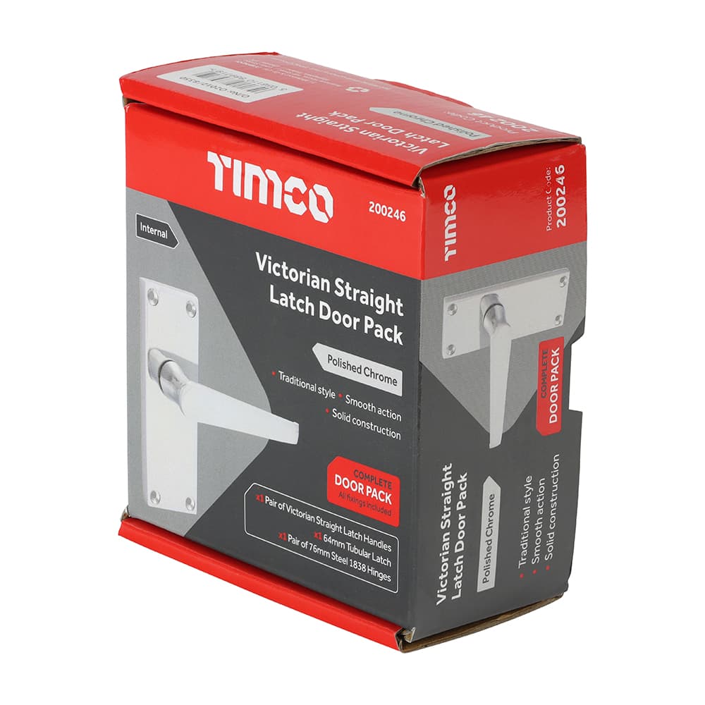 Timco Victorian Straight Latch Door Pack - Polished Chrome Box 1 200246