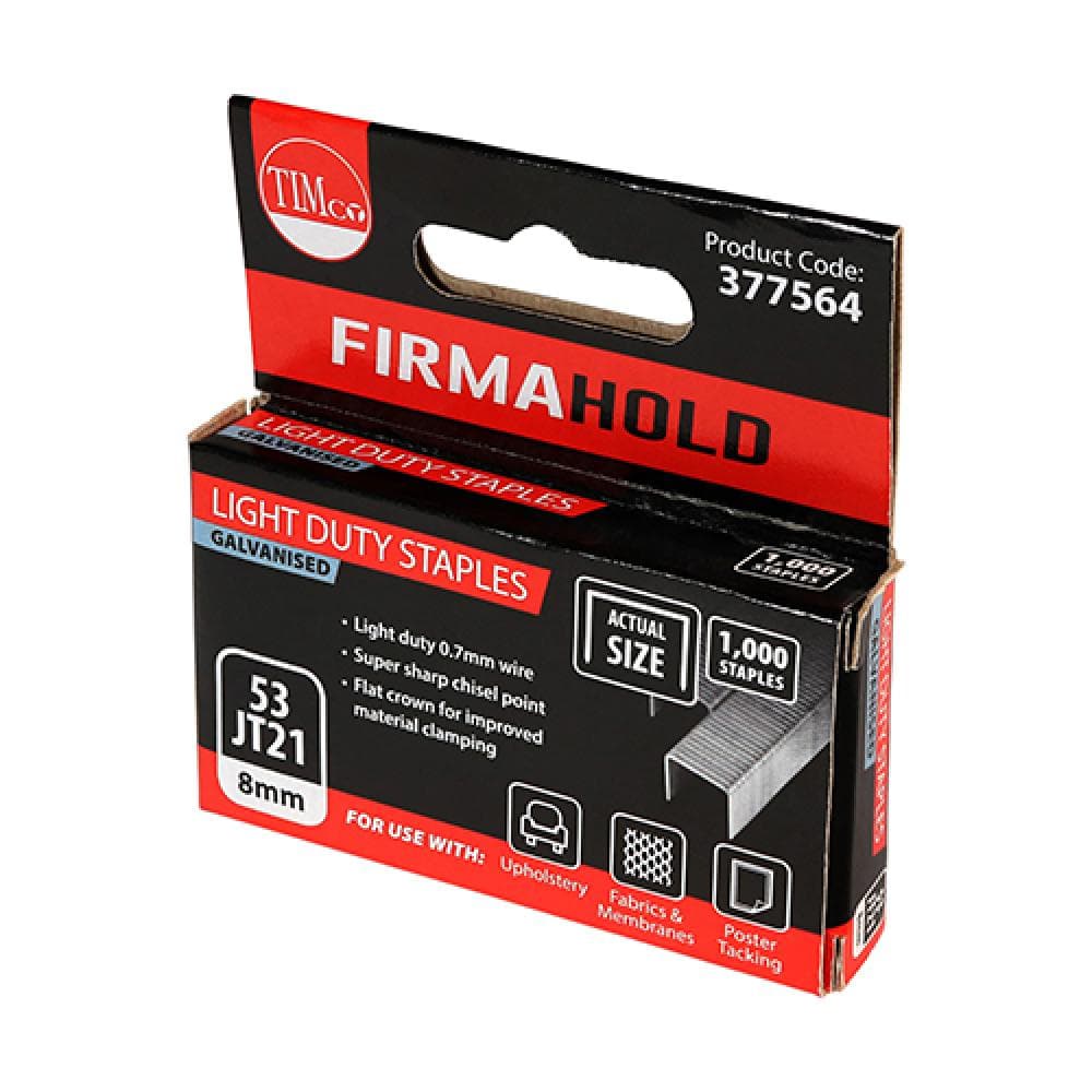 Timco 377564 Light Duty Staples - Chisel Point - Galvanised 8Mm