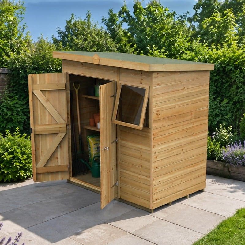 6' x 4' Forest Timberdale 25yr Guarantee Tongue & Groove Pressure Treated Double Door Pent Shed (1.95m x 1.38m)
