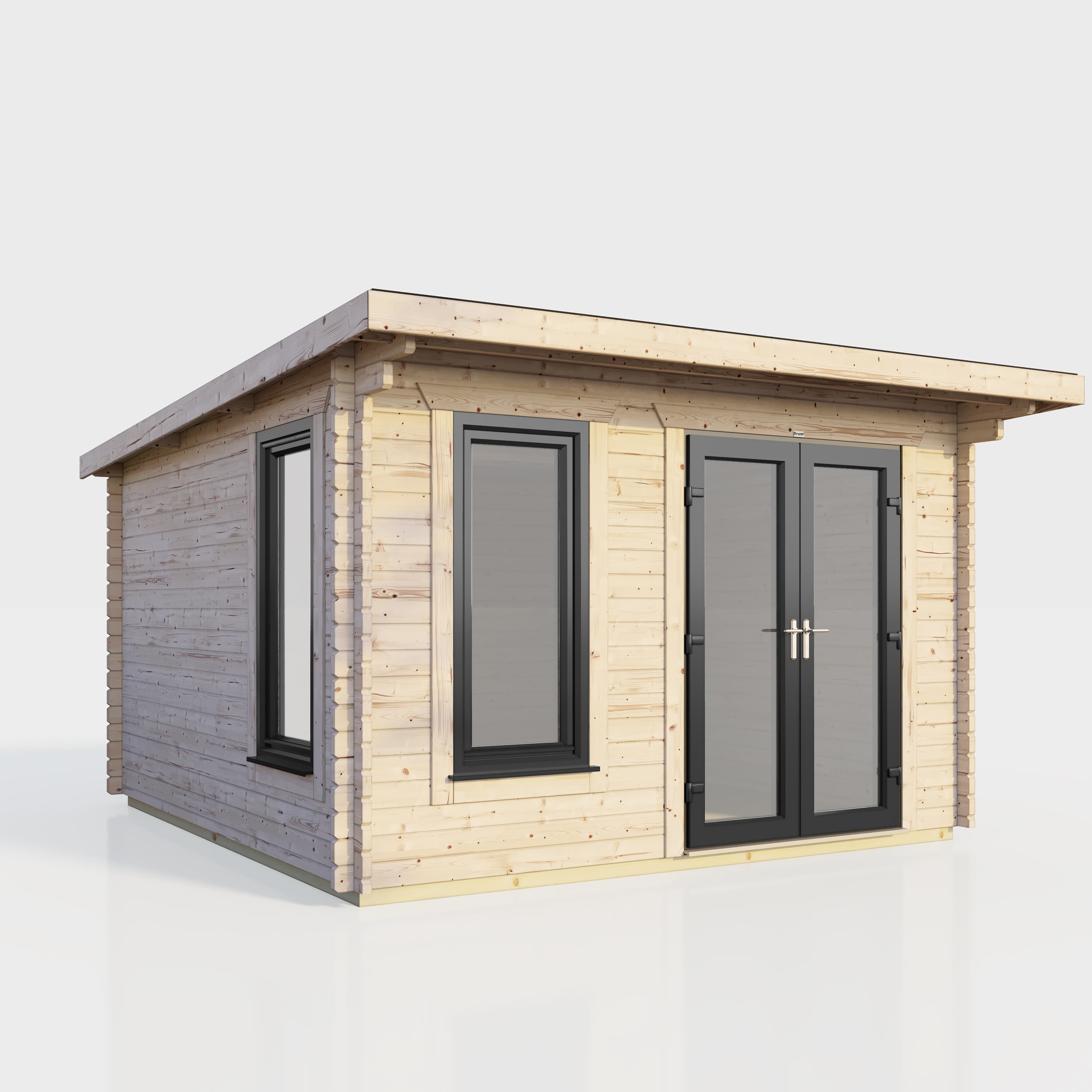 12 x 10 Power Pent Log Cabin Right Doors