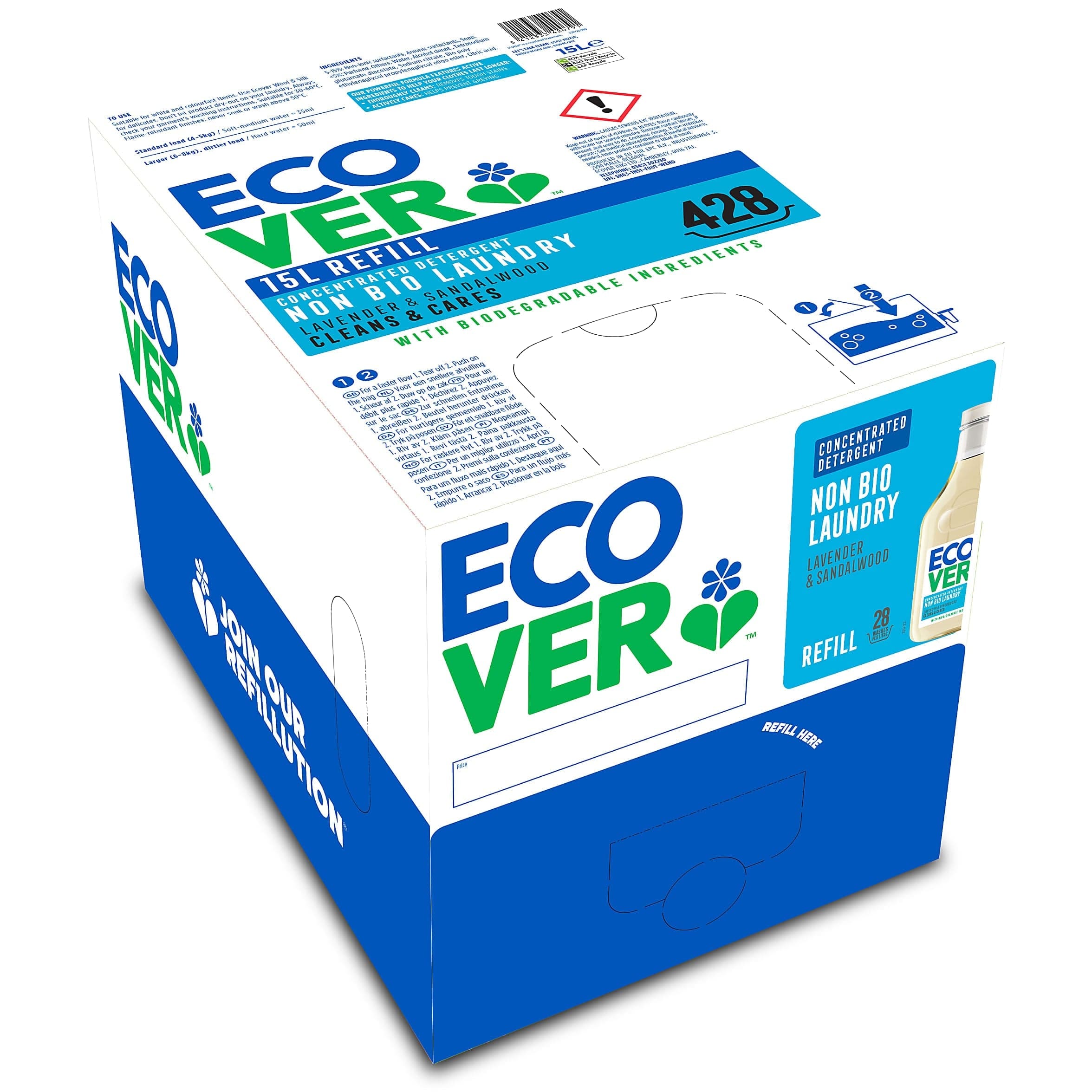Ecover Non Bio Laundry Liquid Lavender - 15ltr