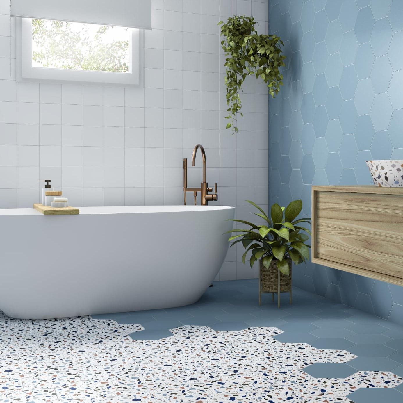 Dune Chicago Hexagon Terrazo Porcelain Tile 21.5x25cm