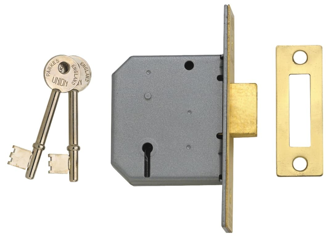 UNION 2177 3 Lever Mortice Deadlock Satin Chrome 77.5mm 3in Visi Y2177-SC-3.00