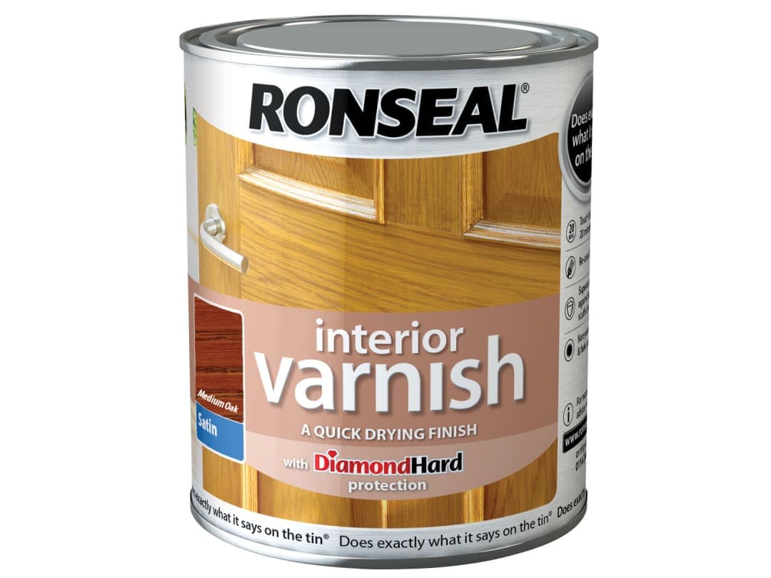 Ronseal Interior Varnish Satin Medium Oak 250ml 36824