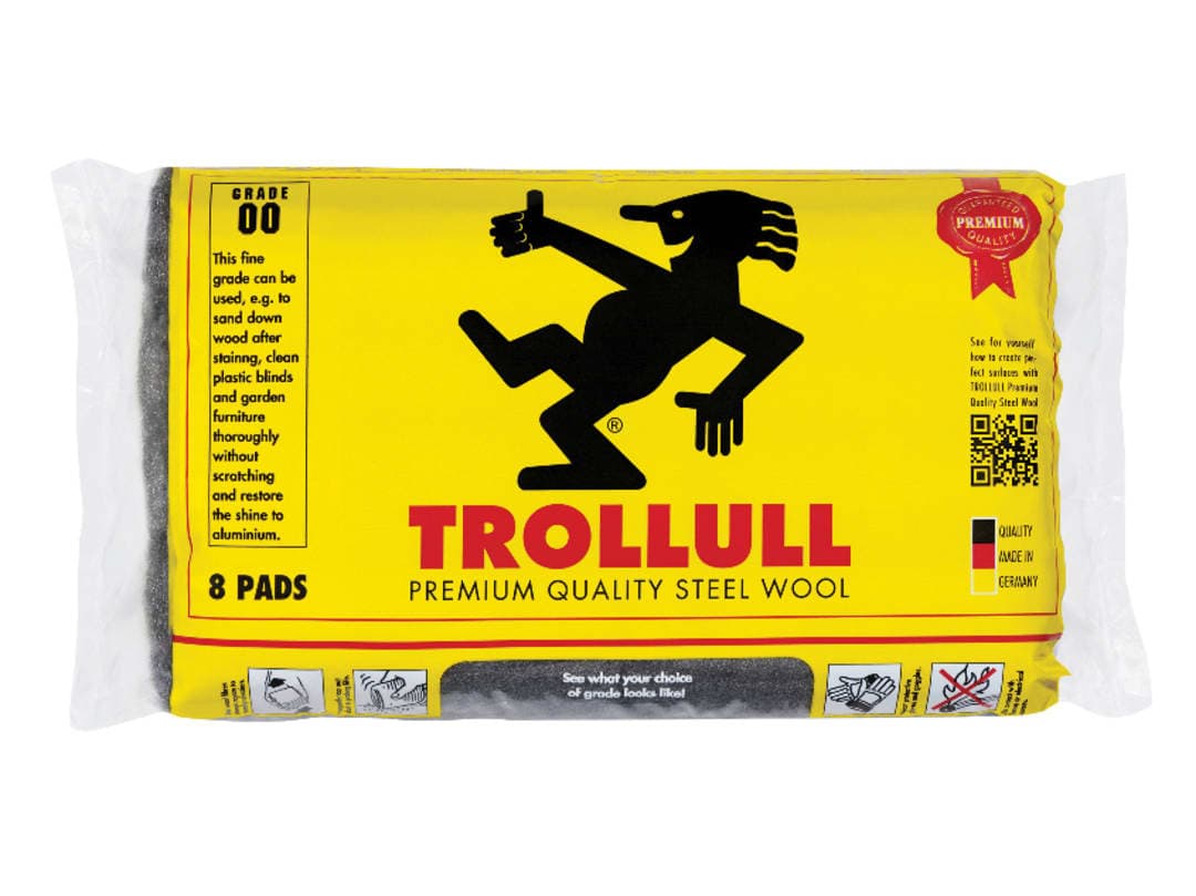 Trollull Extra Large Steel Wool Pads Grade 00 165g (Pack 8) TRL771274