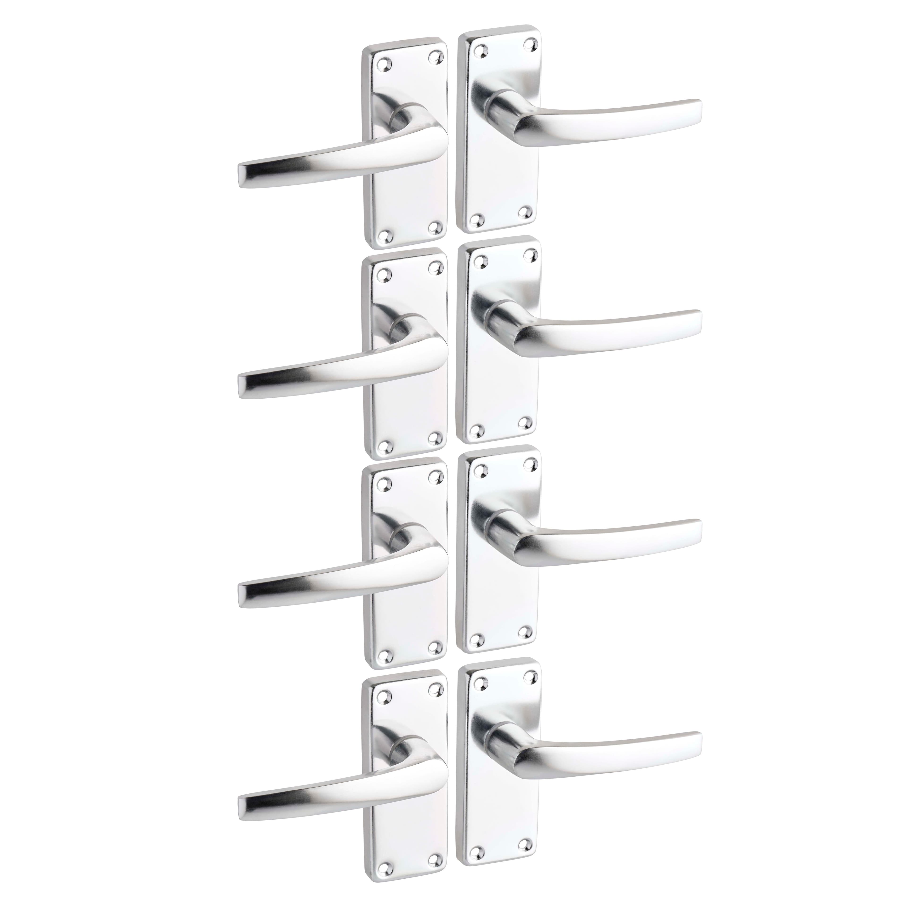 Polished Aluminium Virgil Straight Lever Latch Internal Door Handle - Pack of 4 Pairs - Designer Levers