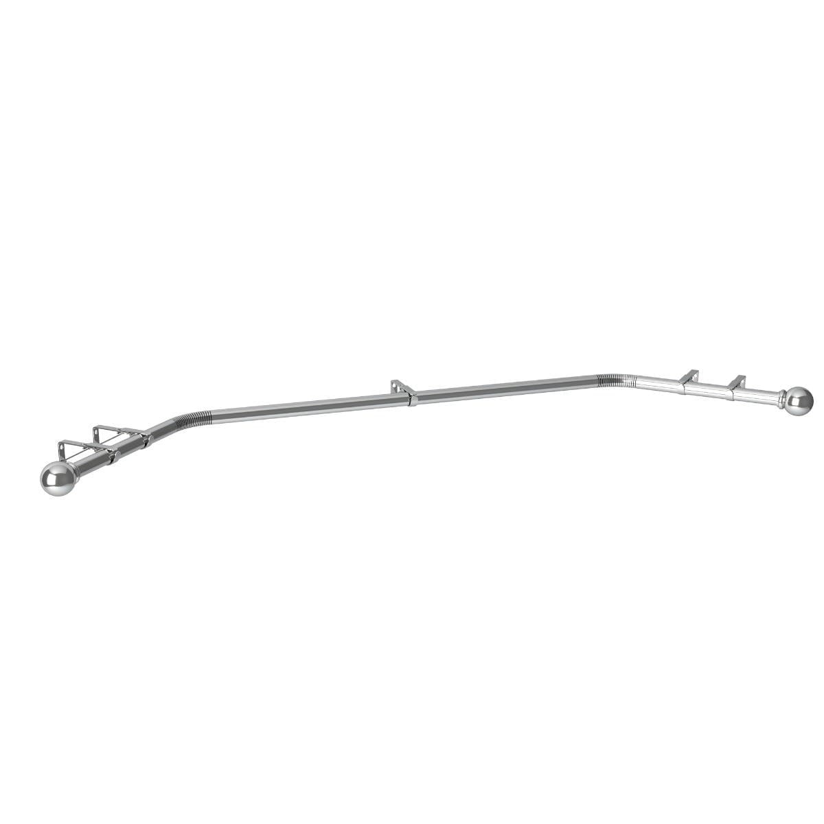 Ball Finial Curved Bay Window 3 Sided Curtain Pole - 28mm Eyelet - 4000mm - Chrome - Classic Cup Bracket
