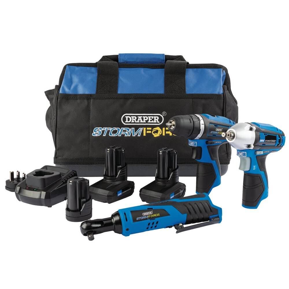 Storm Force 93521 Draper Storm Force® 10.8V Power Interchange Drill Driver Kit 2 X 4Ah Batteries 1 X 1.5Ah Battery 1 X Charger 1 X Bag each