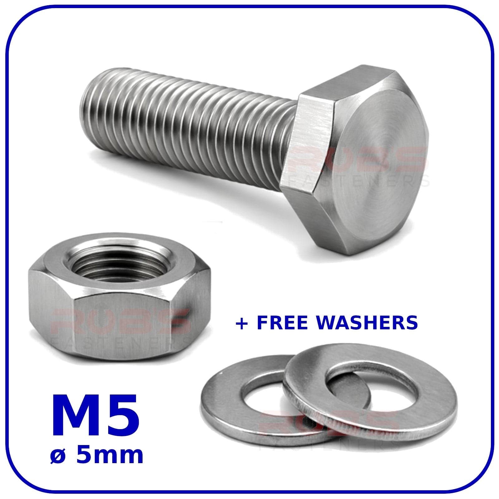 M5 Hex Head Set Screws Bolts Nuts and Washers Zinc Plated Fully Threaded DIN 933
