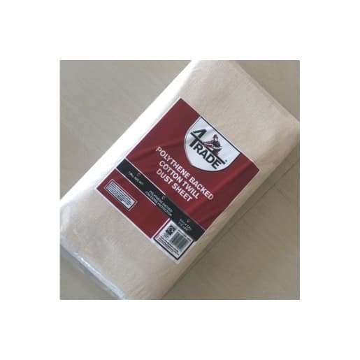 4Trade White New Dust Sheet Cotton Twill Plastic, 3.6x2.7m