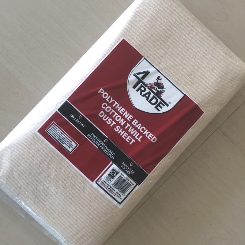 4Trade White New Dust Sheet Cotton Twill Plastic, 3.6x2.7m