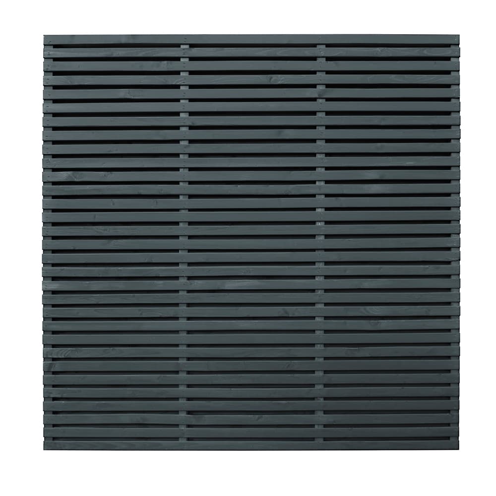 Double Slatted Fence Panel Grey 6ft x 6ft Pack of 5