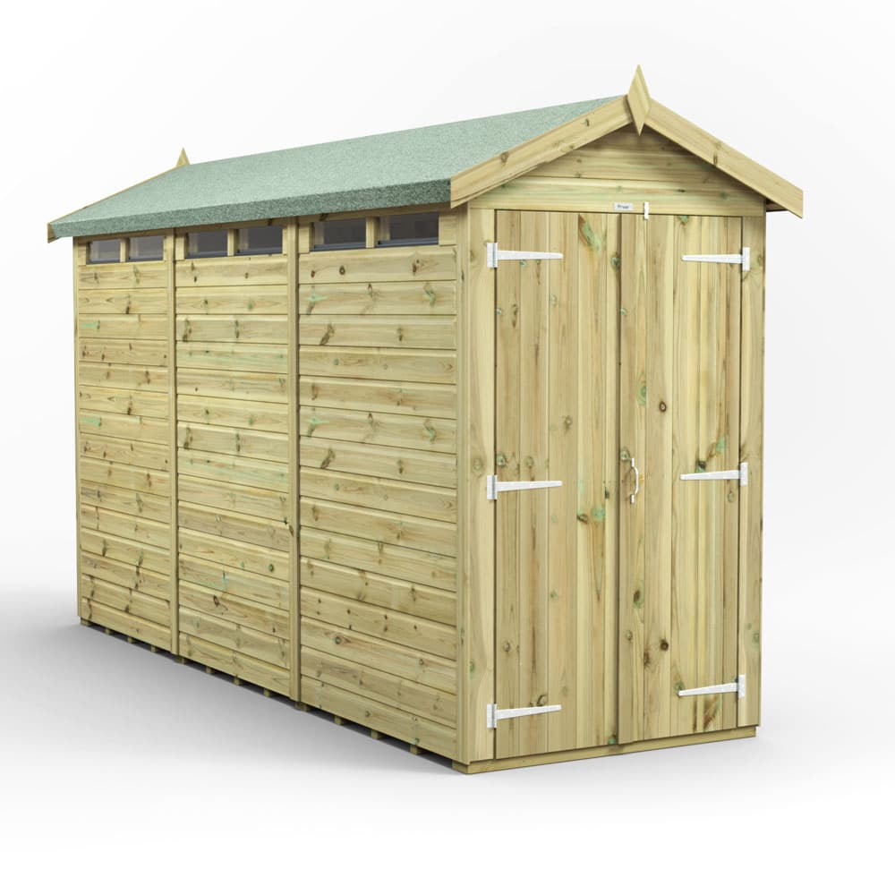 Powersheds 12x4 Premium Powersheds Security Apex Double Doors