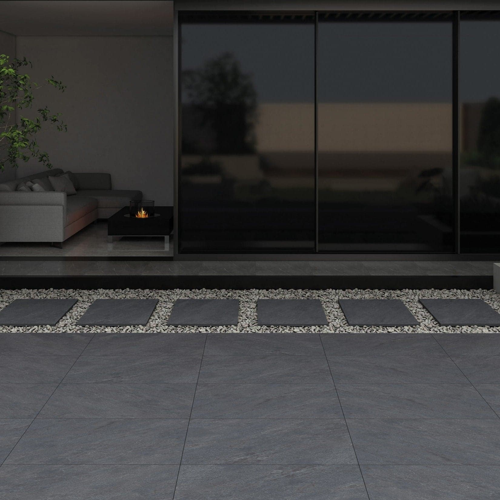 Charlestone Dark Grey Outdoor Porcelain Slab Tile 60x90cm