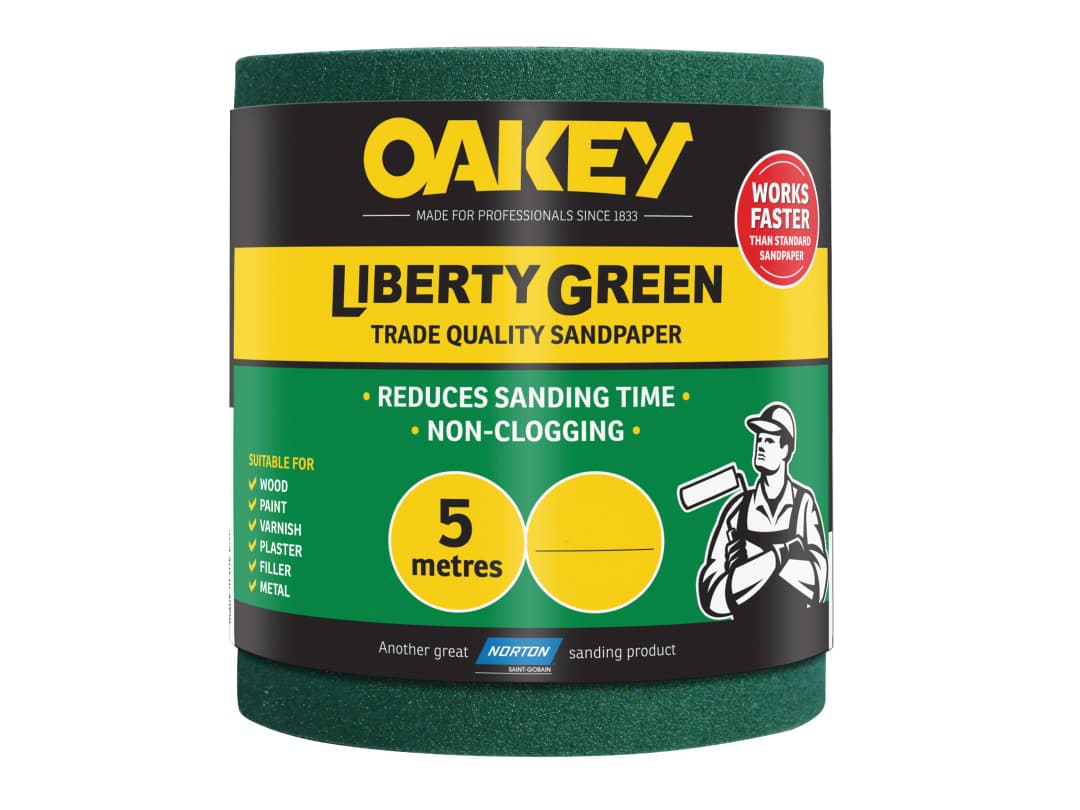 Oakey Liberty Green Sanding Roll 115mm x 5m Medium 80G 66261116688