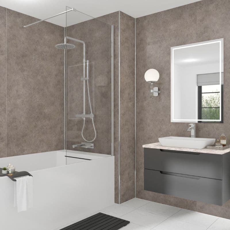 Laminate Wall Panel Square Edge - 900mm x 2420mm x 11mm Greige Stone