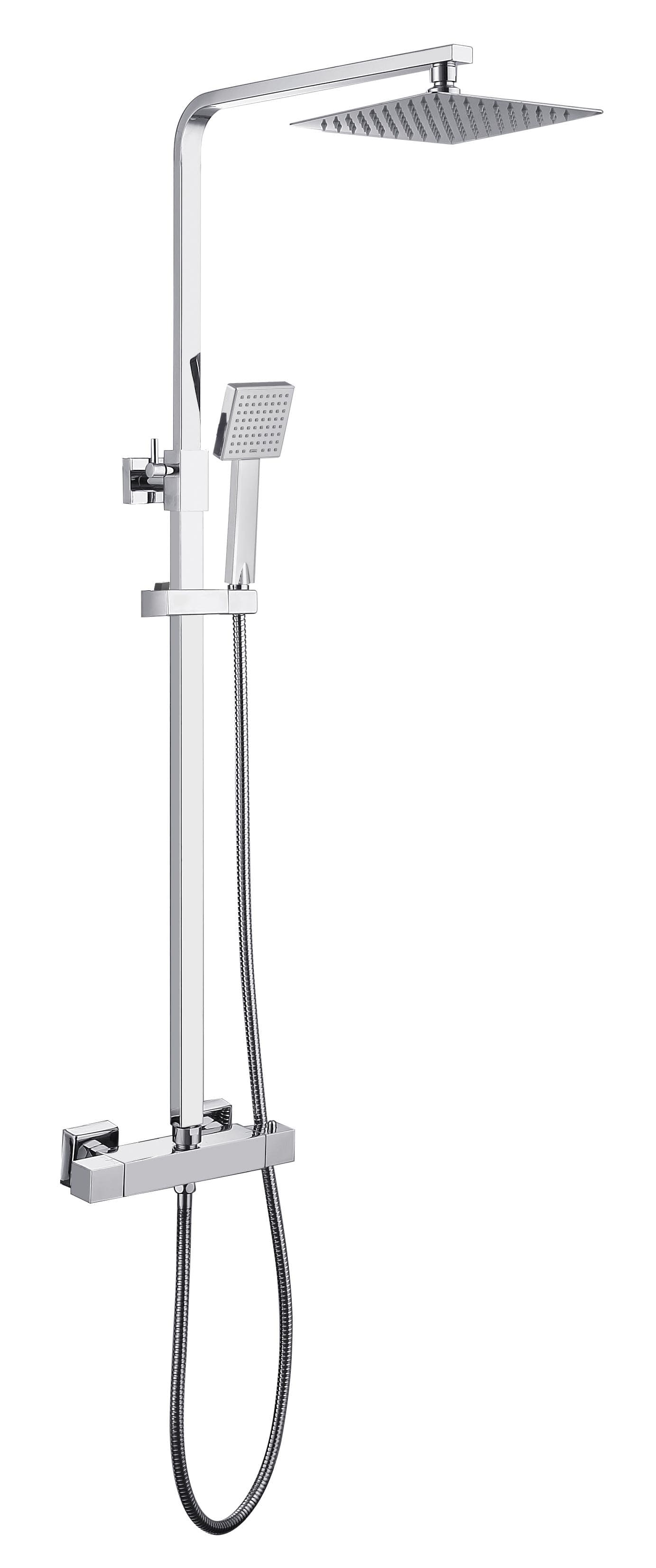 Lynher Square Thermostatic Shower Mixer System - Chrome