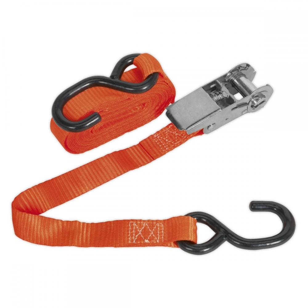 Sealey TD0845S Ratchet Strap 25Mm X 4.5M Polyester Webbing With S-Hook 800Kg Breaking Strength