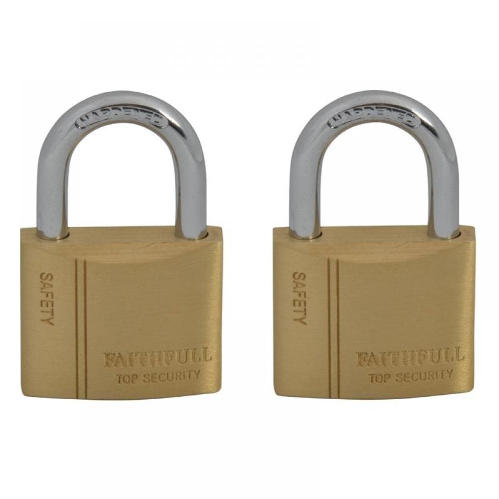 Faithfull BC04 Brass Padlock Keyed Alike 2 X 40Mm