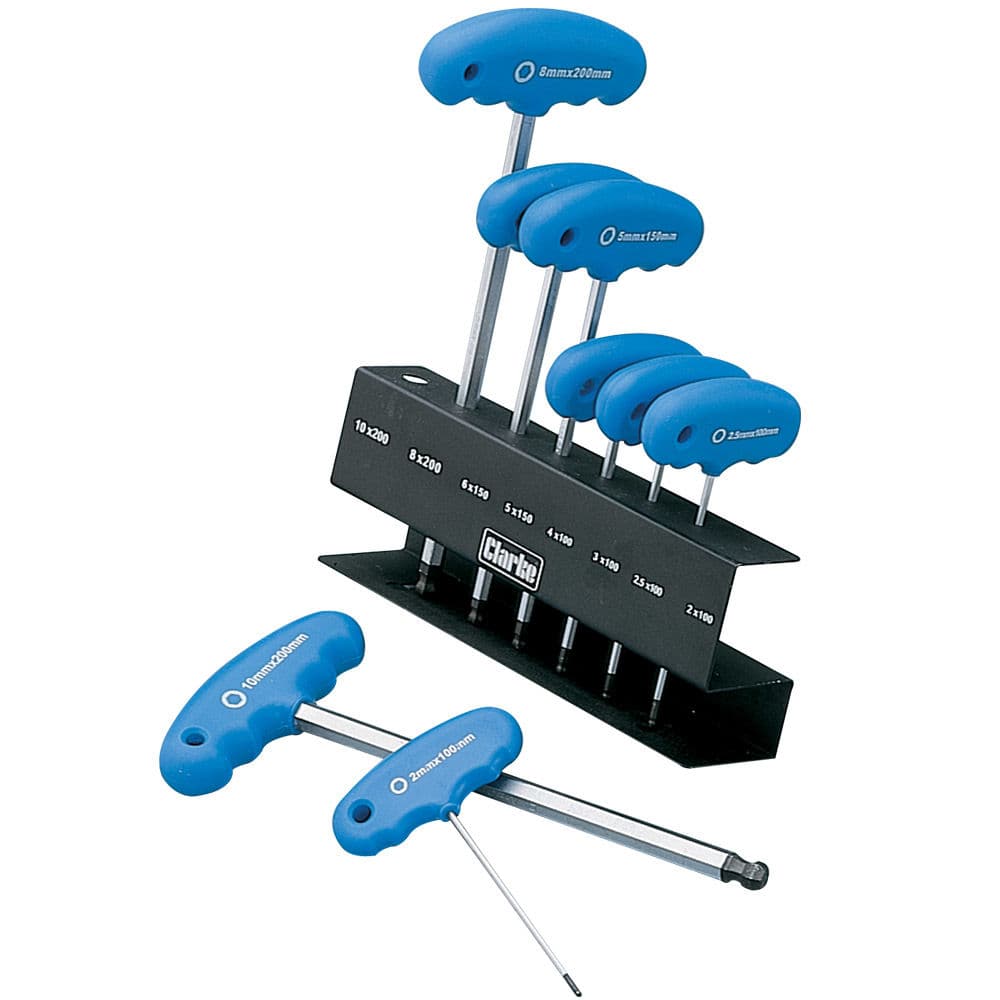 Clarke 1700461 Pro61 8 Piece T-Handle Ball End Hex Key Set - Af