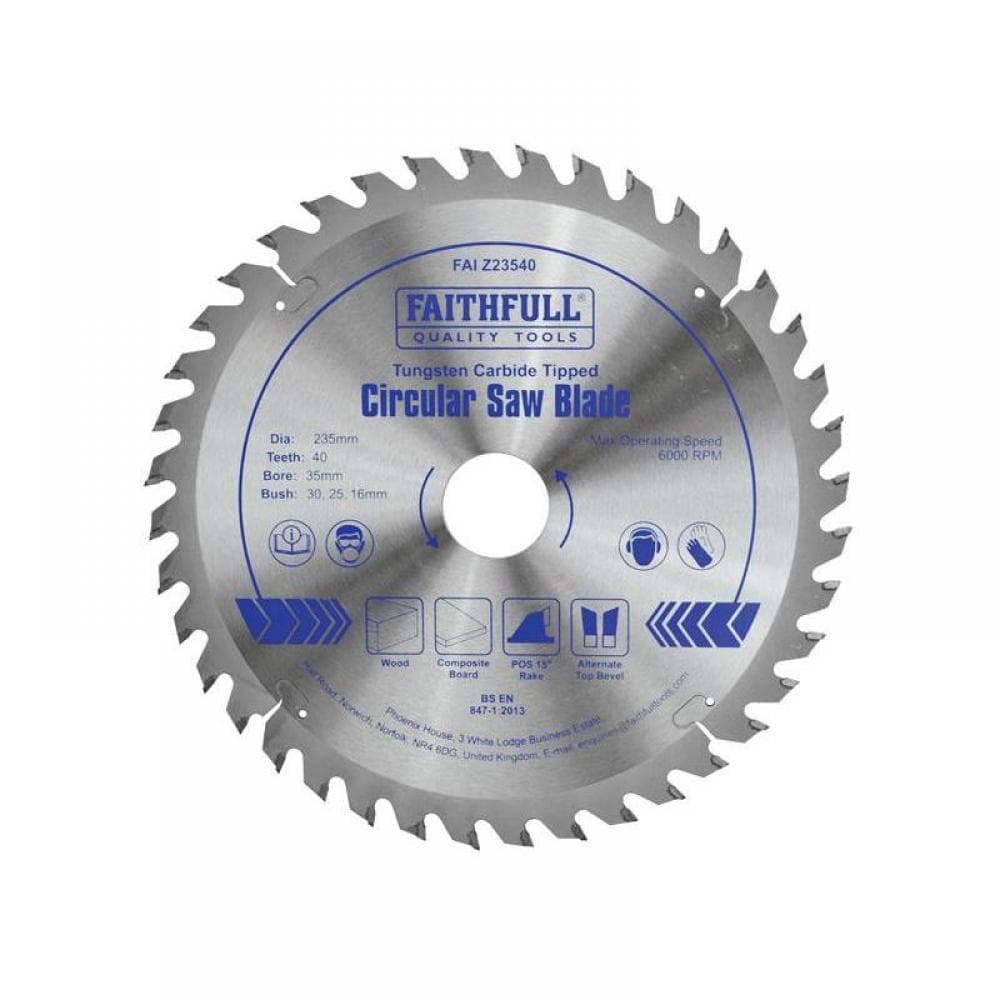Faithfull Tct Circular Saw Blade 235 X 35Mm X 40T Pos