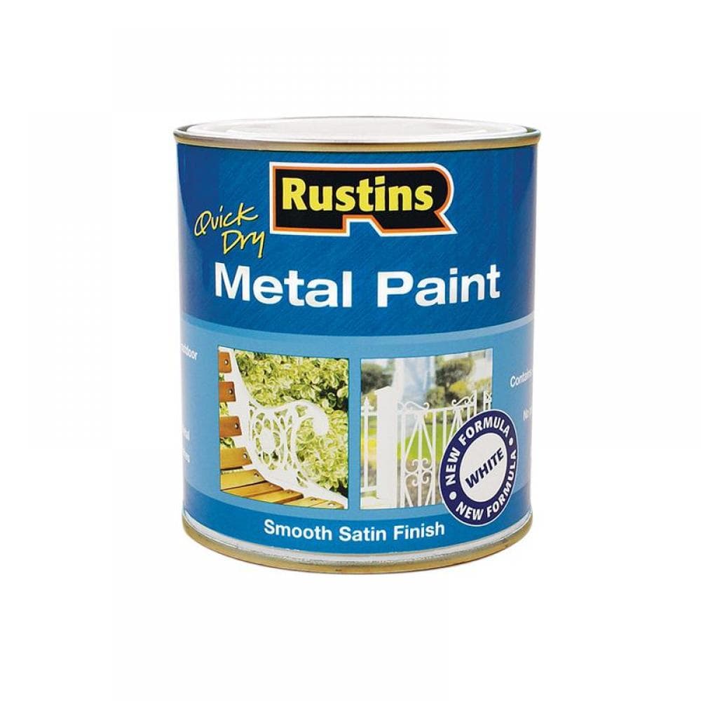 Rustins MPWH250 Quick Drying Metal Paint Smooth Satin White 250Ml