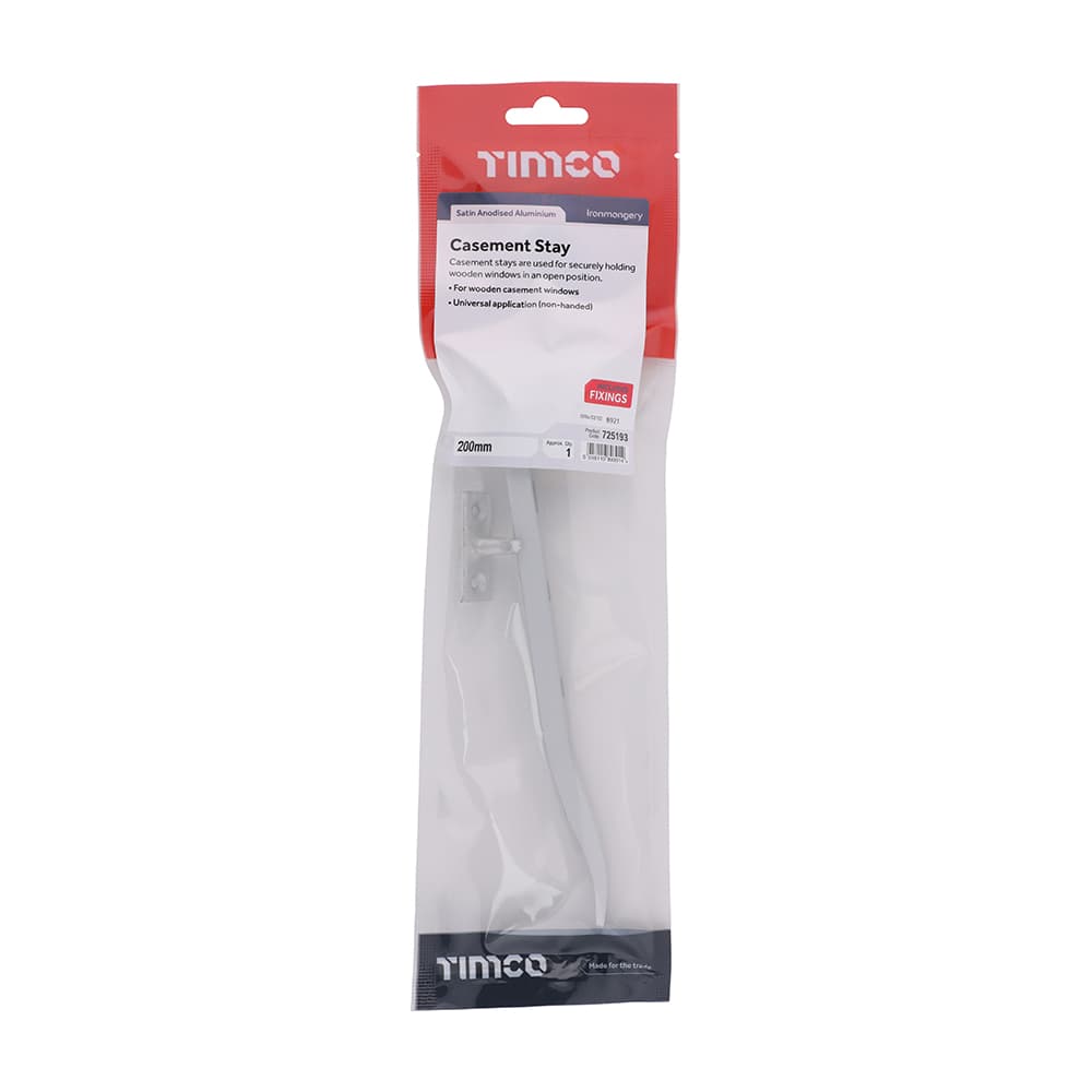 Timco Casement Stay - Satin Anodised Aluminium TIMpac 1 725193