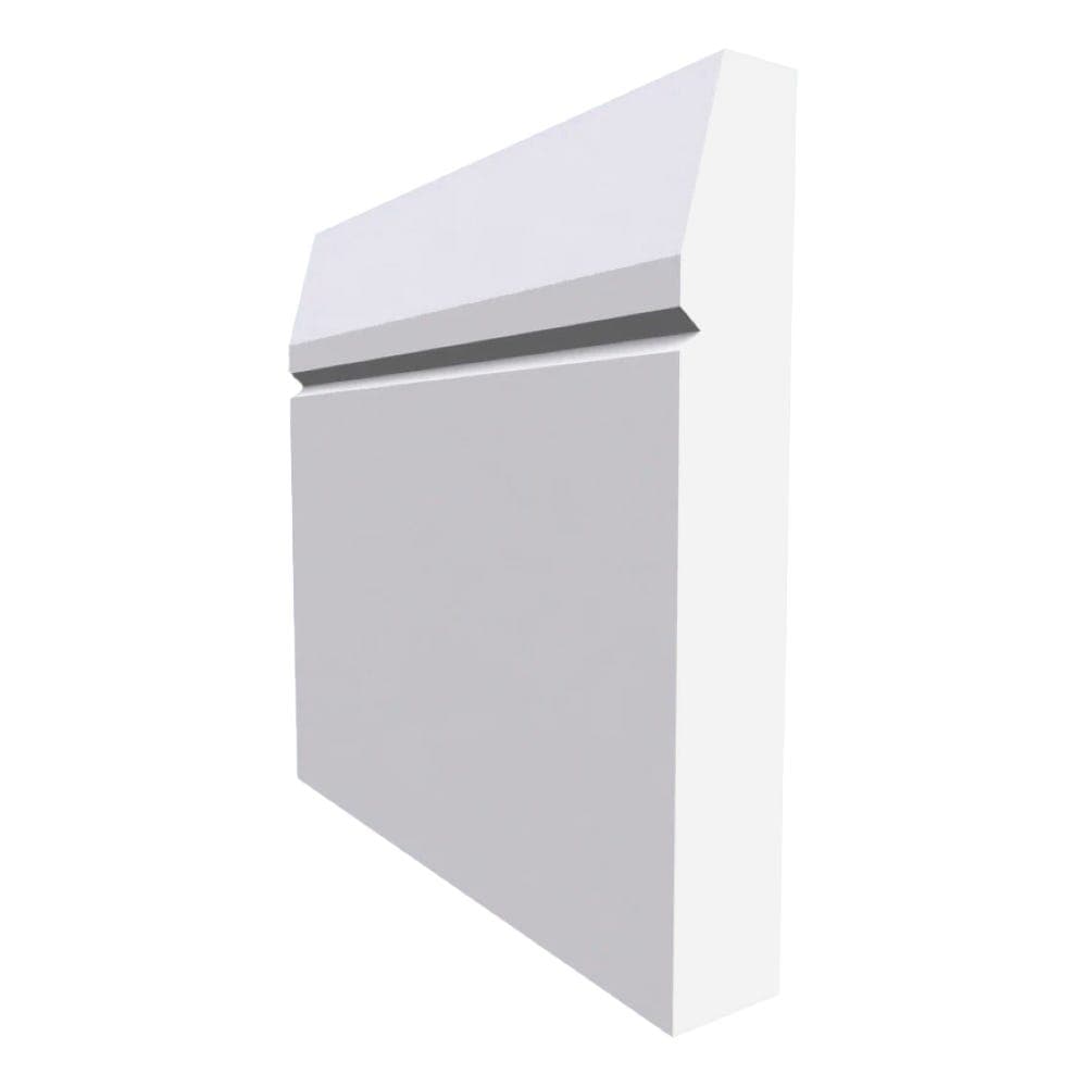 Chamfered Square V Grooved MDF Skirting Board White Primed 4200mm x 95mm x 18mm