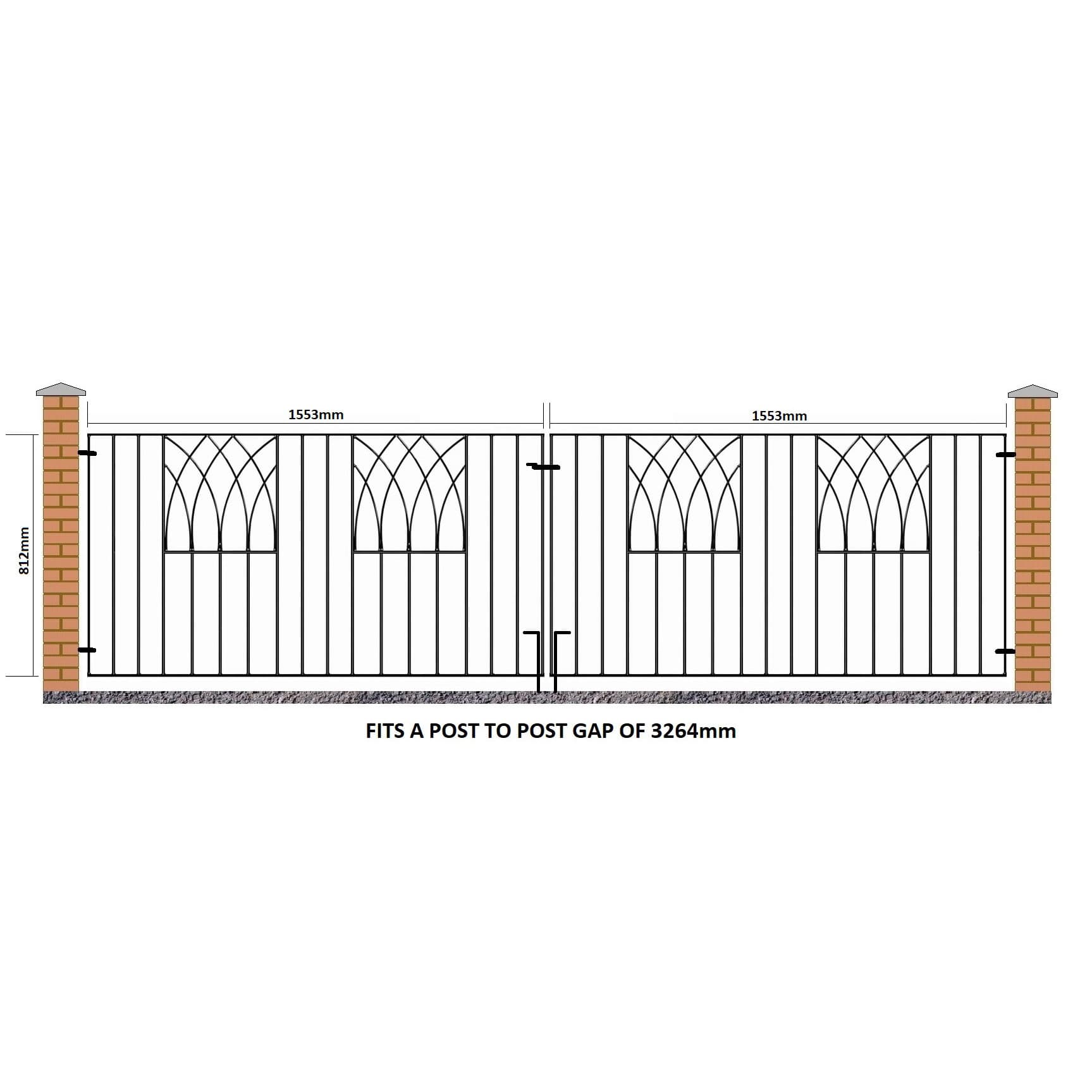 Burbage Iron Craft Abbey Double Driveway Metal Gates 3264mm GAP x 812mm High Zinc & Powder ABZP13