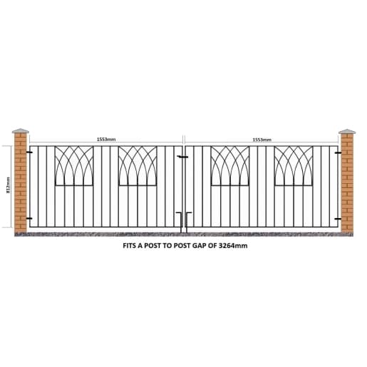 Abbey Double Driveway Metal Gates 3264mm GAP x 812mm High Zinc & Powder ABZP13