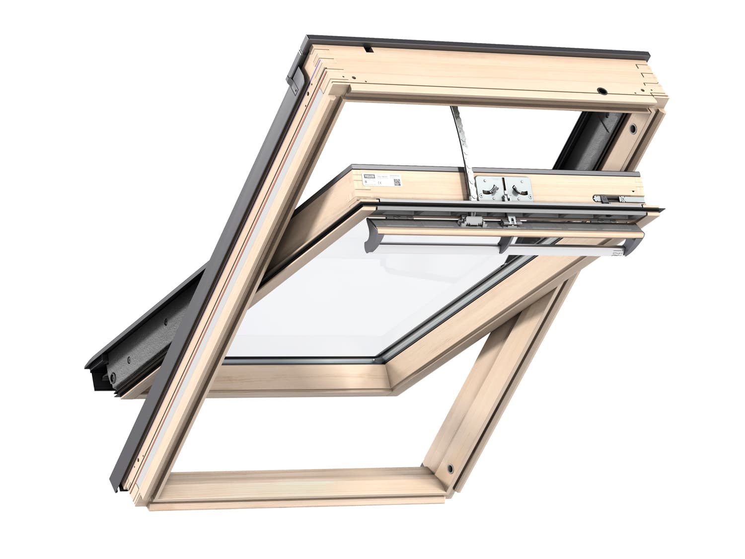 VELUX Electric Centre Pivot Roof Window Lacquered Pine 1140mm x 1180mm GGL SK06 307021U