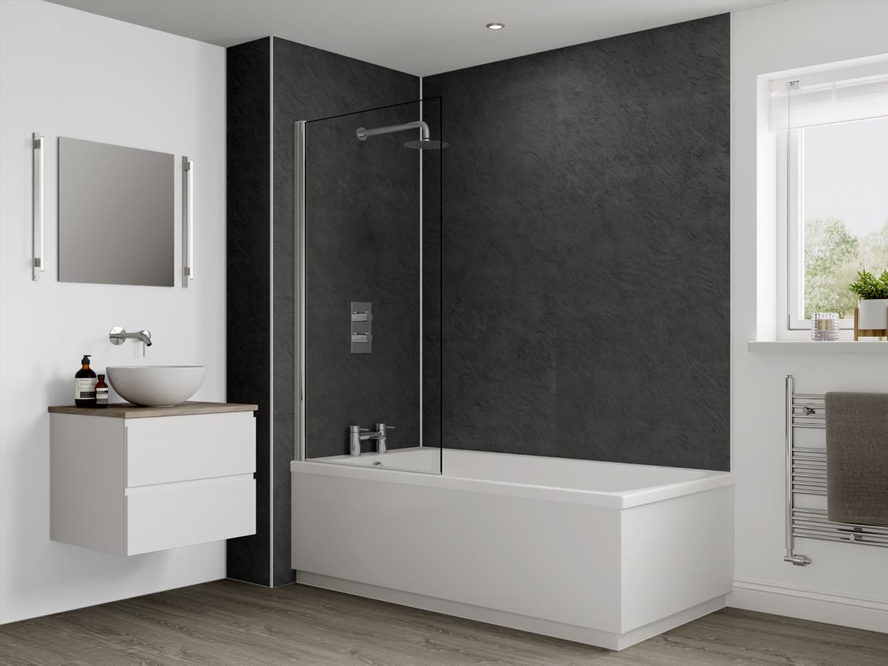 Multipanel Classic Bathroom Wall Panel Hydrolock 2400 x 598mm Riven Slate 2859