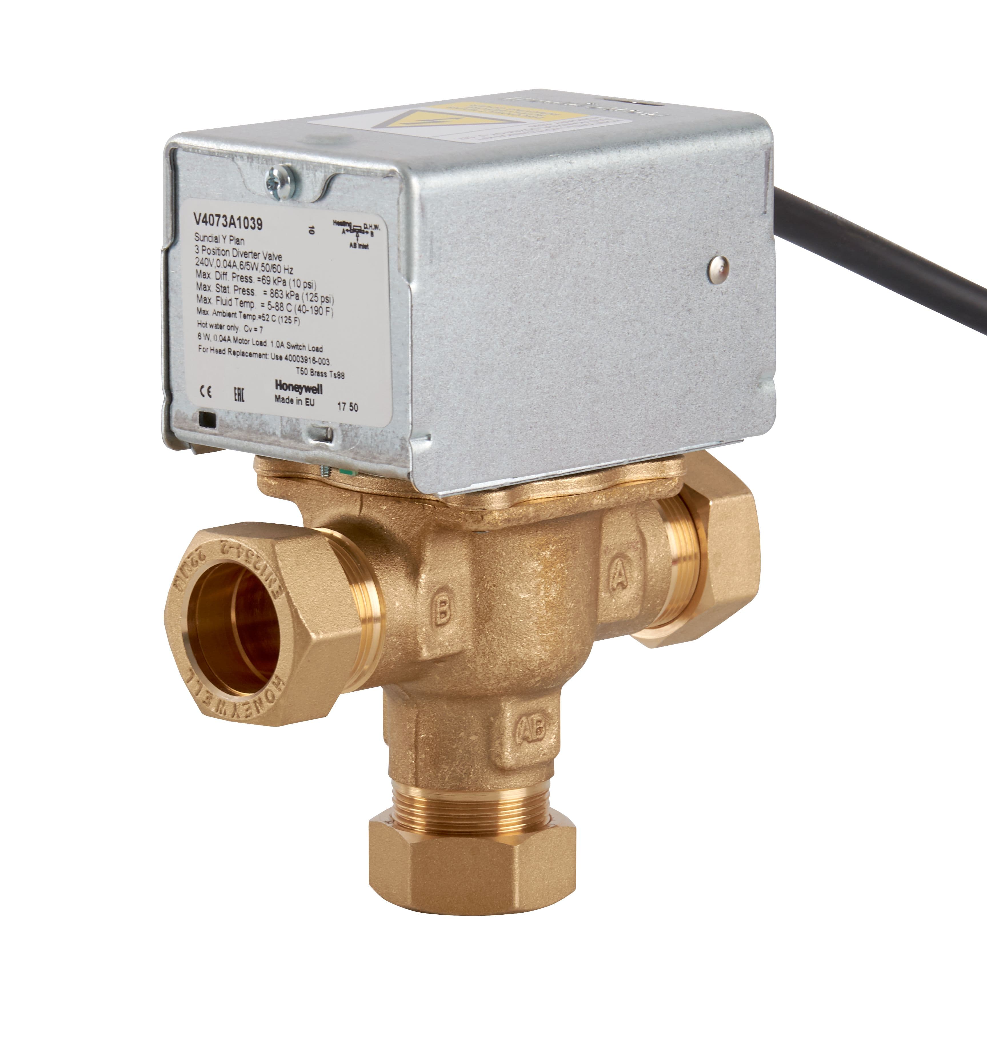Honeywell Home 3 Port Motorised Mid Position Zone Plumbing Heating Valve 22mm V4073A1039/U