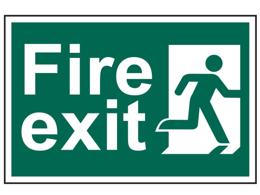 Scan Fire Exit Man Running Right - PVC Sign 300 x 200mm 1507