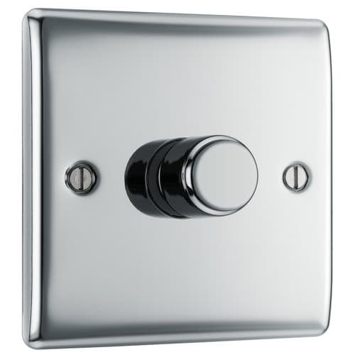 Nexus Metal Polished Chrome Single Intelligent Led Dimmer Switch 2-Way Push On/Off NPC81-01